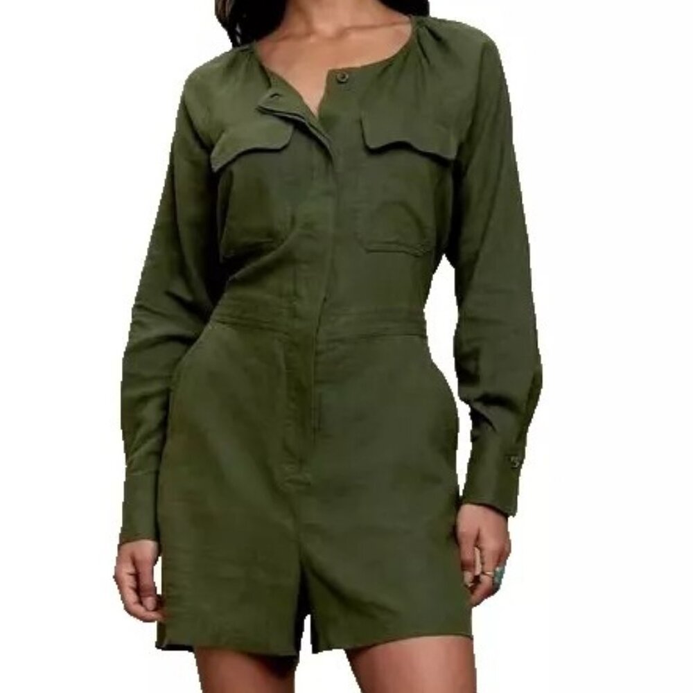 NEW BANANA REPUBLIC Linen Blend Utility Romper size M Petite